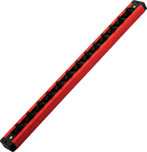 Mechanic's Time Savers LAS25 1/4" DR. 1-ROW LOCK-A-SOCKET RAIL, HOLDS 13 SOCKETS, RED - MPR Tools & Equipment