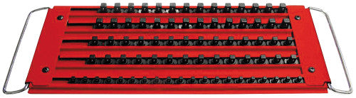 Mechanic's Time Savers LASTRAY 1/4", 3/8", 1/2", 5-ROW LOCK-A-SOCKET TRAY, 76 POSTS, RED - MPR Tools & Equipment