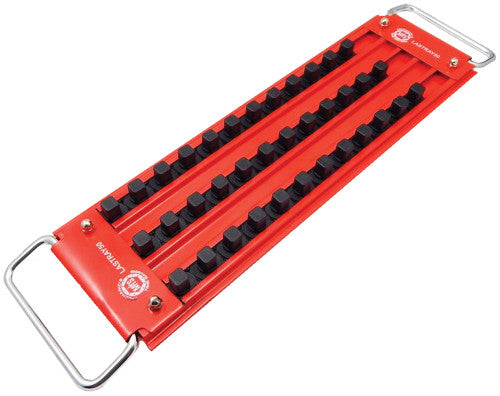 Mechanic's Time Savers LASTRAY38 3/8" DR. 3-ROW LOCK-A-SOCKET TRAY, HOLDS 36 SOCKETS, RED - MPR Tools & Equipment