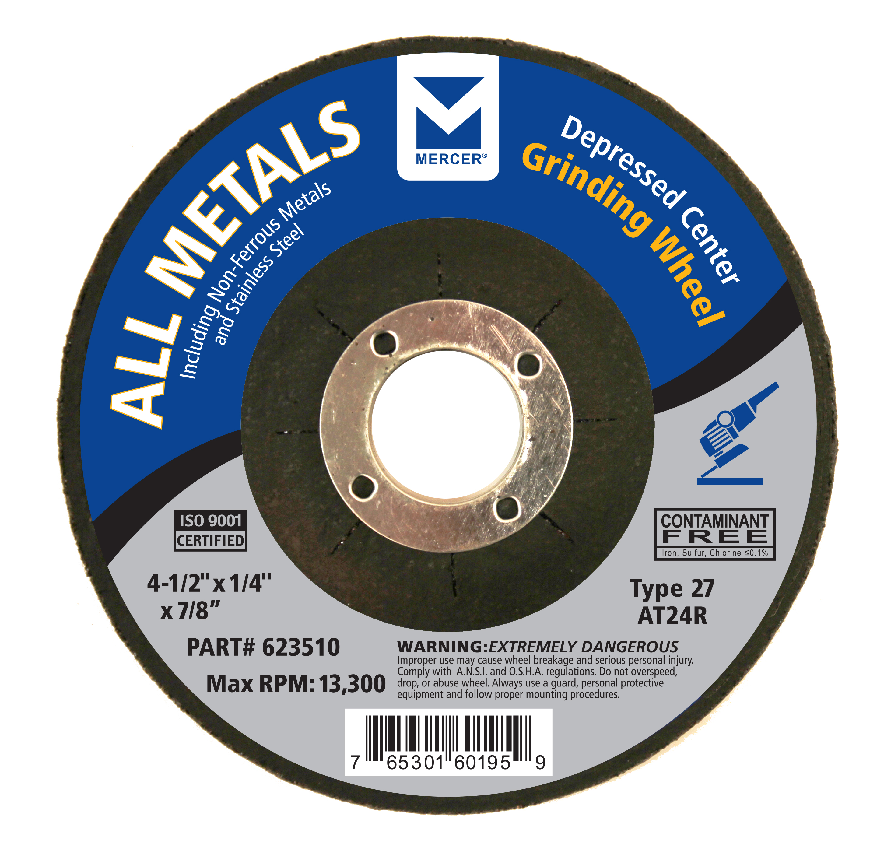 Mercer M623530 Grinding Wheel 5" X 1/4" X 7/8" Type 27 - MPR Tools & Equipment