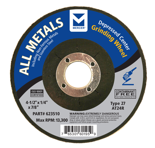 Mercer M623550-25 (25) Grinding Wheel 7" X 1/4" X 7/8" Type 27 - MPR Tools & Equipment