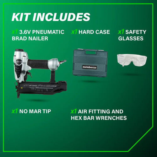 Metabo HPT NT50AE2M 18 Gauge 2 in. Pneumatic Brad Nailer Kit