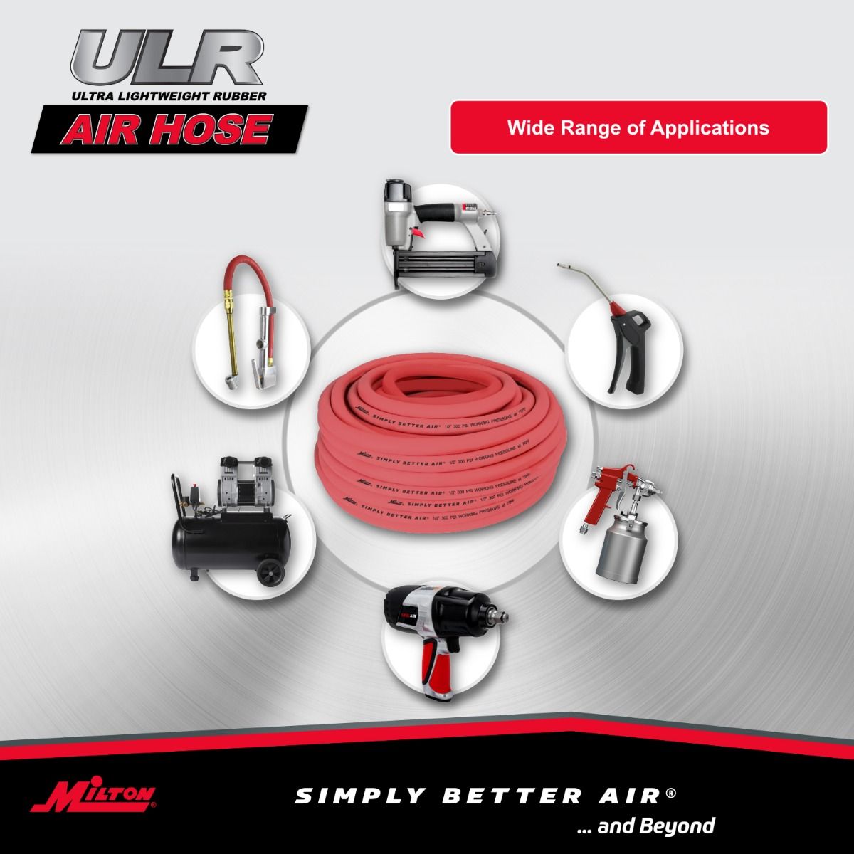 Milton ULR12100BK 1/2" Ultra Lightweight Rubber Hose, 100' Bulk Hose w/ No Ends - MPR Tools & Equipment