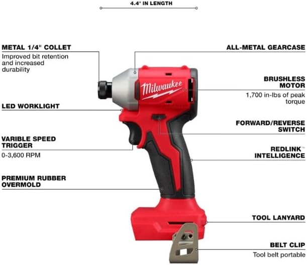 Milwaukee 3692-22CT M18™ COMPACT BRUSHLESS 1/2" DRILL DRIVER & COMPACT BRUSHLESS 1/4" HEX IMPACT - MPR Tools & Equipment