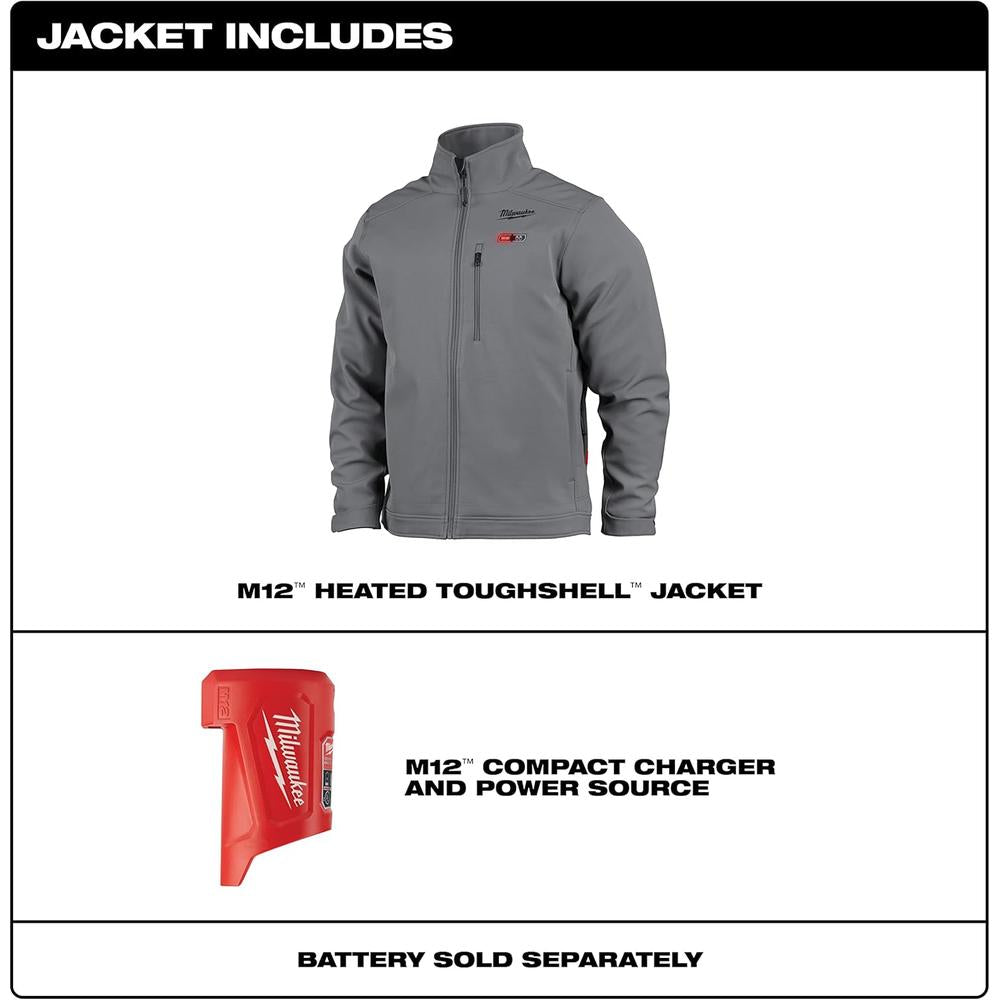 Milwaukee Tool 202G-21L M12™ Heated TOUGHSHELL™ Jacket Kit, Gray, Large