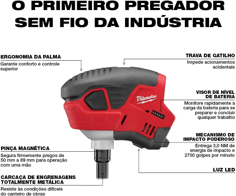 Milwaukee Tool 2458-20 M12™ Cordless Palm Nailer (Tool Only)