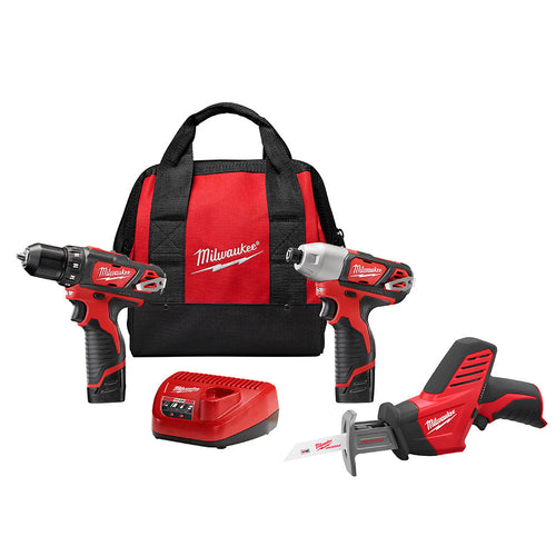 Milwaukee Tool 2498-23 M12 COMBO DRL/IMPCT/HKSAW - MPR Tools & Equipment