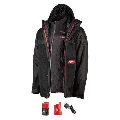 Milwaukee Tool 255B-21M M12™ Heated AXIS™ Layering System with GRIDIRON™ Work Shell, Black, Medium - MPR Tools & Equipment