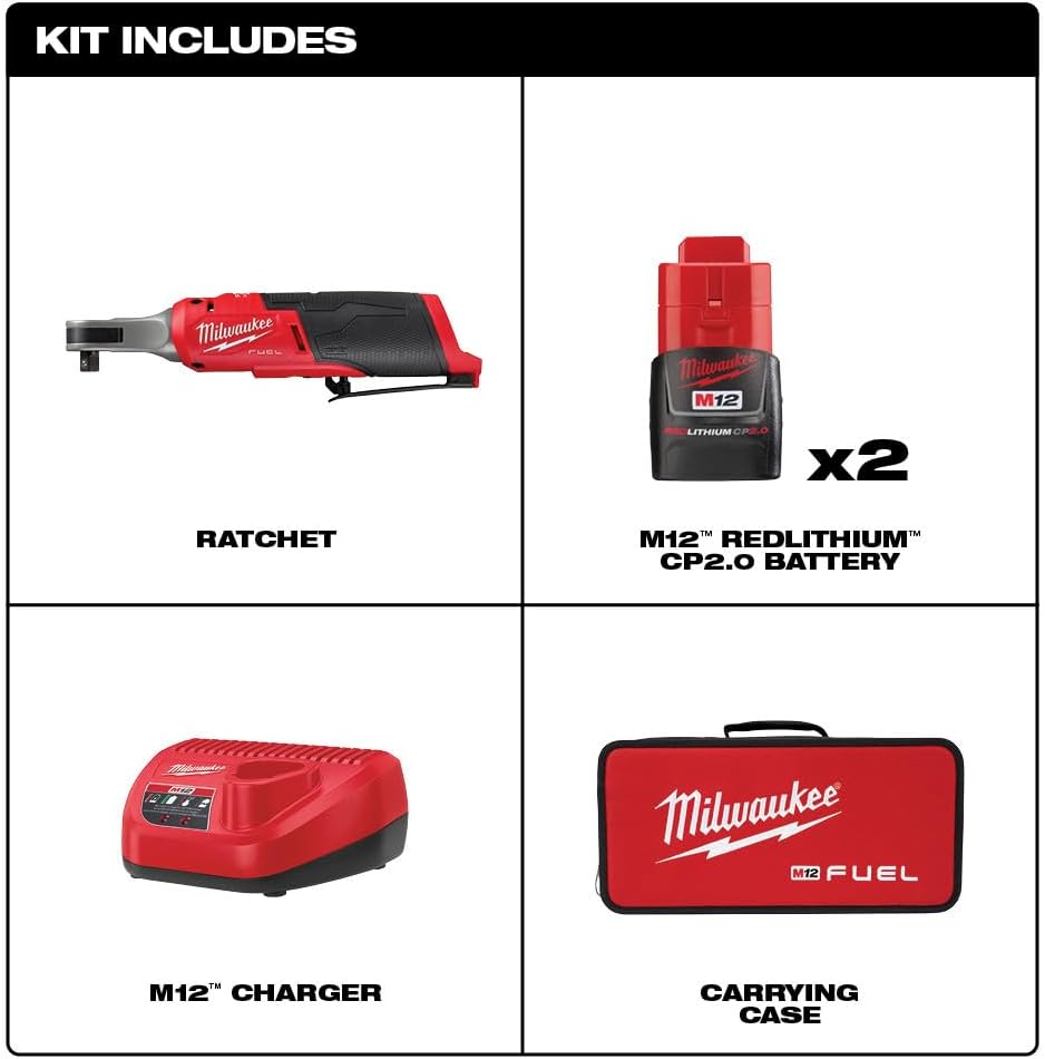 Milwaukee Tool 2567-22 M12 FUEL™ 3/8" High Speed Ratchet Kit