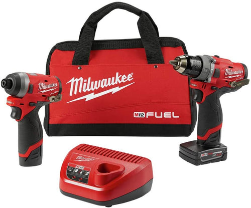 Milwaukee Tool 2598-22 M12 FUEL™ 2 pieces Kit- 1/2" Hammer Drill & 1/4" Impact - MPR Tools & Equipment