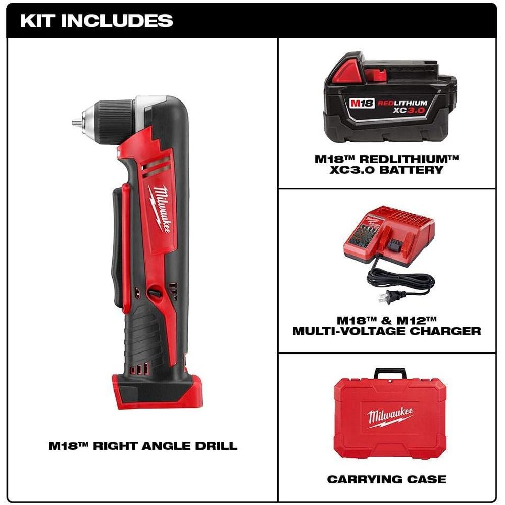 Milwaukee Tool 2615-21 M18™ Cordless Lithium-Ion Right Angle Drill Kit