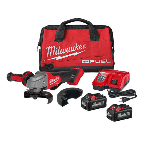 Milwaukee Tool 2880-22 M18 FUEL 4-1/2" / 5" GRINDER PADDLE SWITCH, NO-LOCK KIT, 8500 RPM, (2) XC6.0 BATTERIES, (1) MULTI-VOLTAGE CHARGER - MPR Tools & Equipment