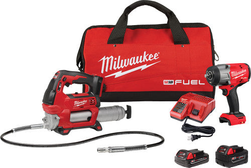 Milwaukee Tool 2967-22GG M18 Fuel™ 1/2" High Torque Impact Wrench with Friction Ring & Grease Gun Combo Kit