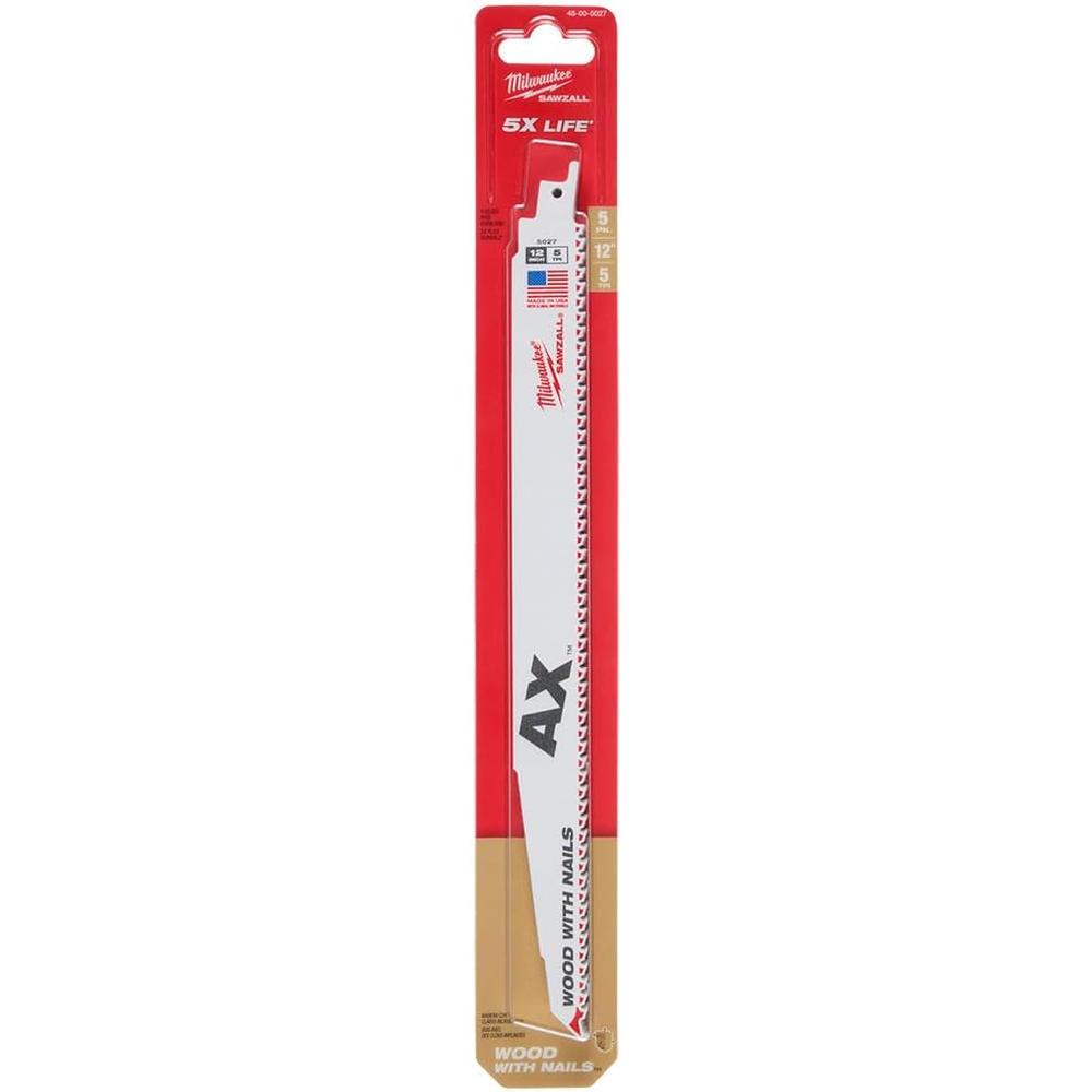 Milwaukee Tool 48-00-5027 12" 5 TPI The Ax™ Sawzall® Blade (5 Pk)