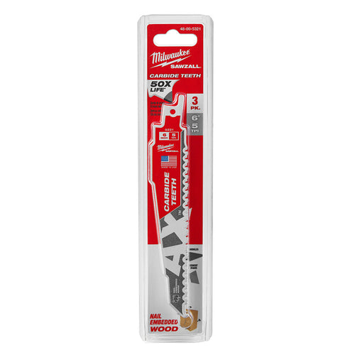 Milwaukee Tool 48-00-5321 6IN CAX 3PK SAWZALL BLADE - MPR Tools & Equipment