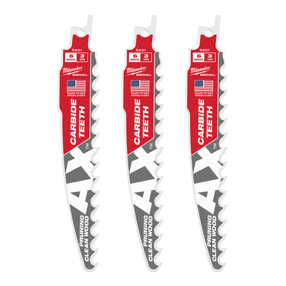 Milwaukee Tool 48-00-5331 6IN C-PRUNING SAWZALL BL 3PK - MPR Tools & Equipment