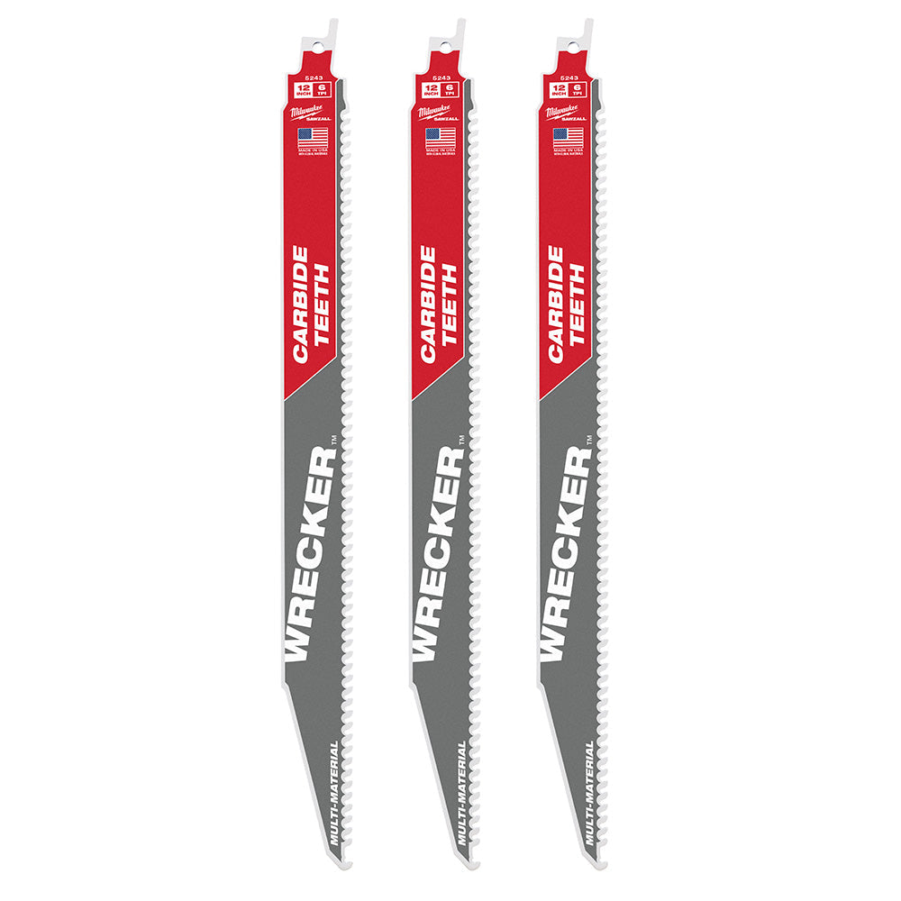 Milwaukee Tool 48-00-5343 12"CT WRECKER SAWZALL BLADE 3PK - MPR Tools & Equipment