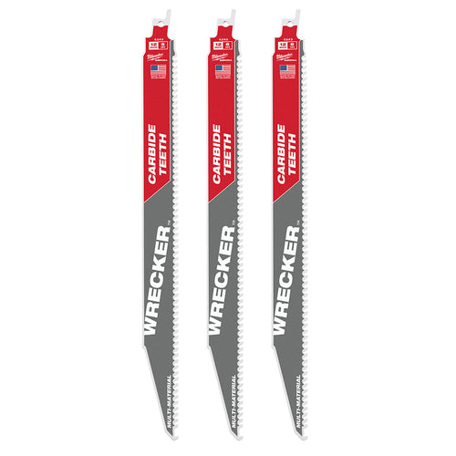 Milwaukee Tool 48-00-5343 12"CT WRECKER SAWZALL BLADE 3PK - MPR Tools & Equipment