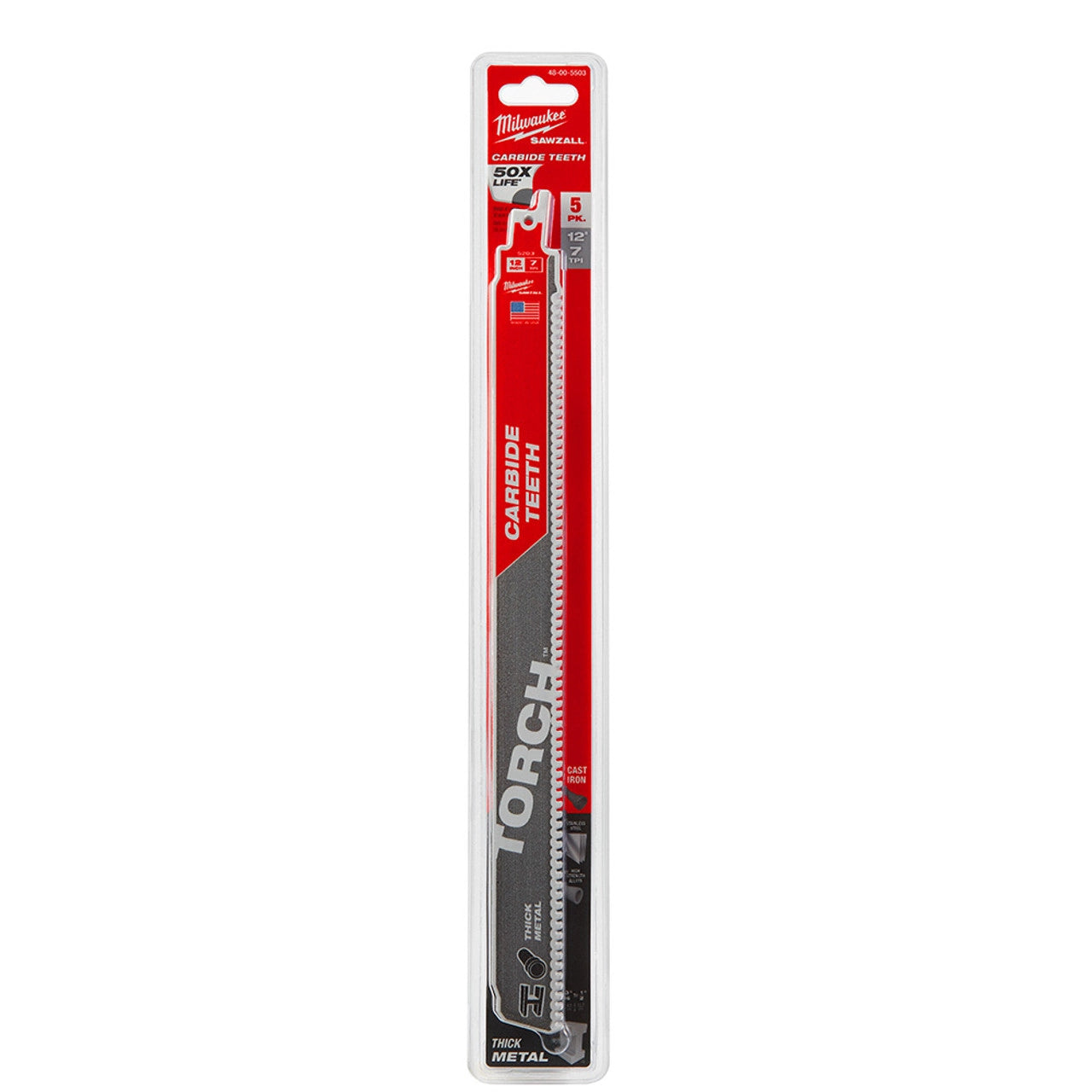 Milwaukee Tool 48-00-5503 12" 8TPI The TORCH™ with Carbide Teeth 5 packs - MPR Tools & Equipment