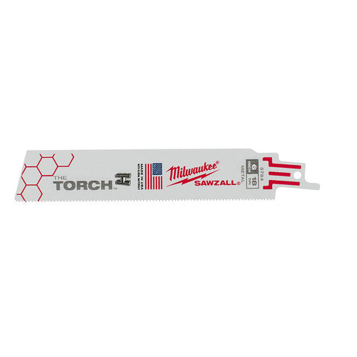 Milwaukee Tool 48-00-5784 6" 18 TPI The Torch™ SAWZALL® Blades 5 packs - MPR Tools & Equipment