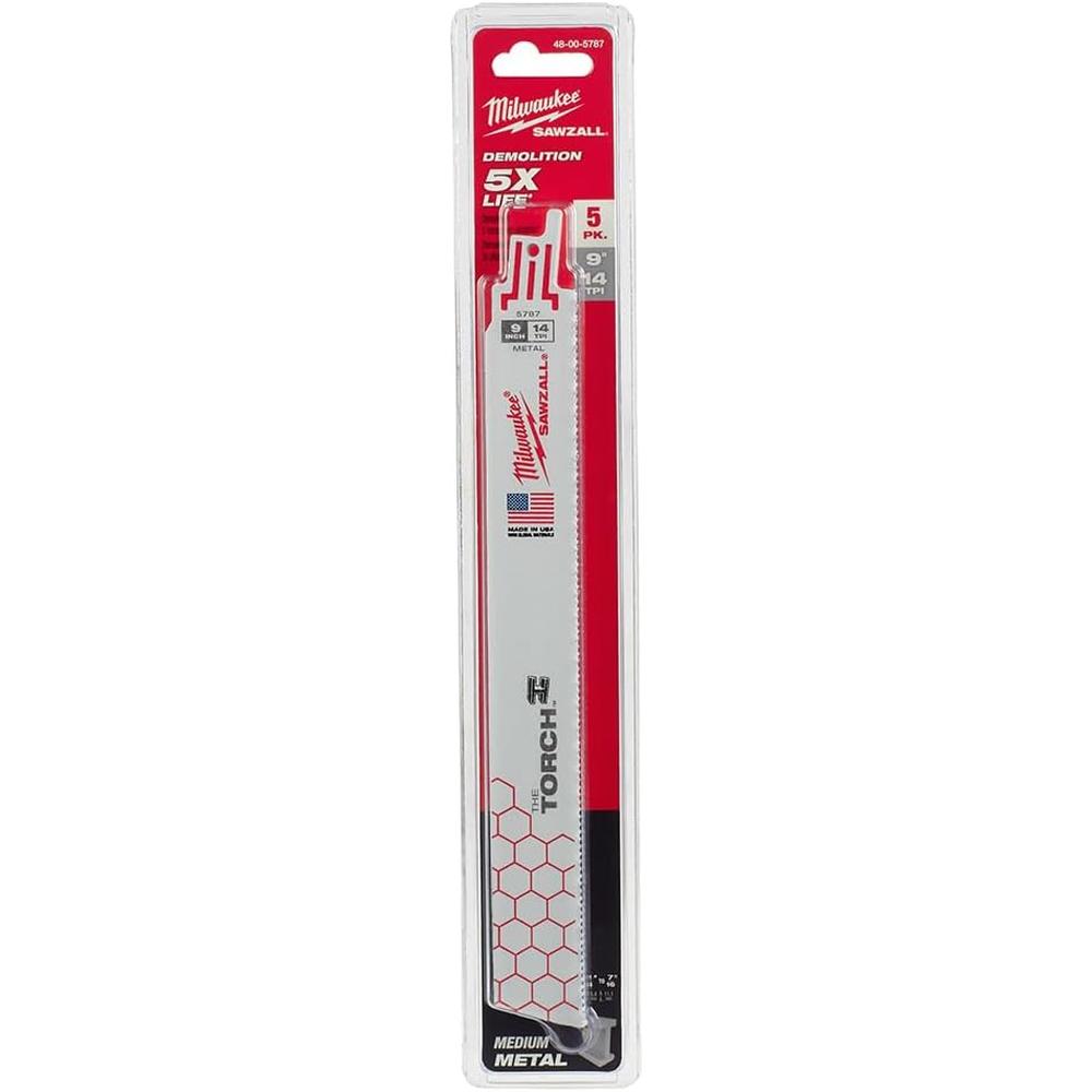 Milwaukee Tool 48-00-5787 9" 14 TPI The Torch™ SAWZALL® Blades (5 Pk)
