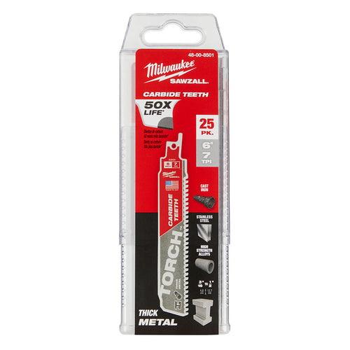 Milwaukee Tool 48-00-8501 6" C. TORCH SAWZALL BLADE 25PK - MPR Tools & Equipment