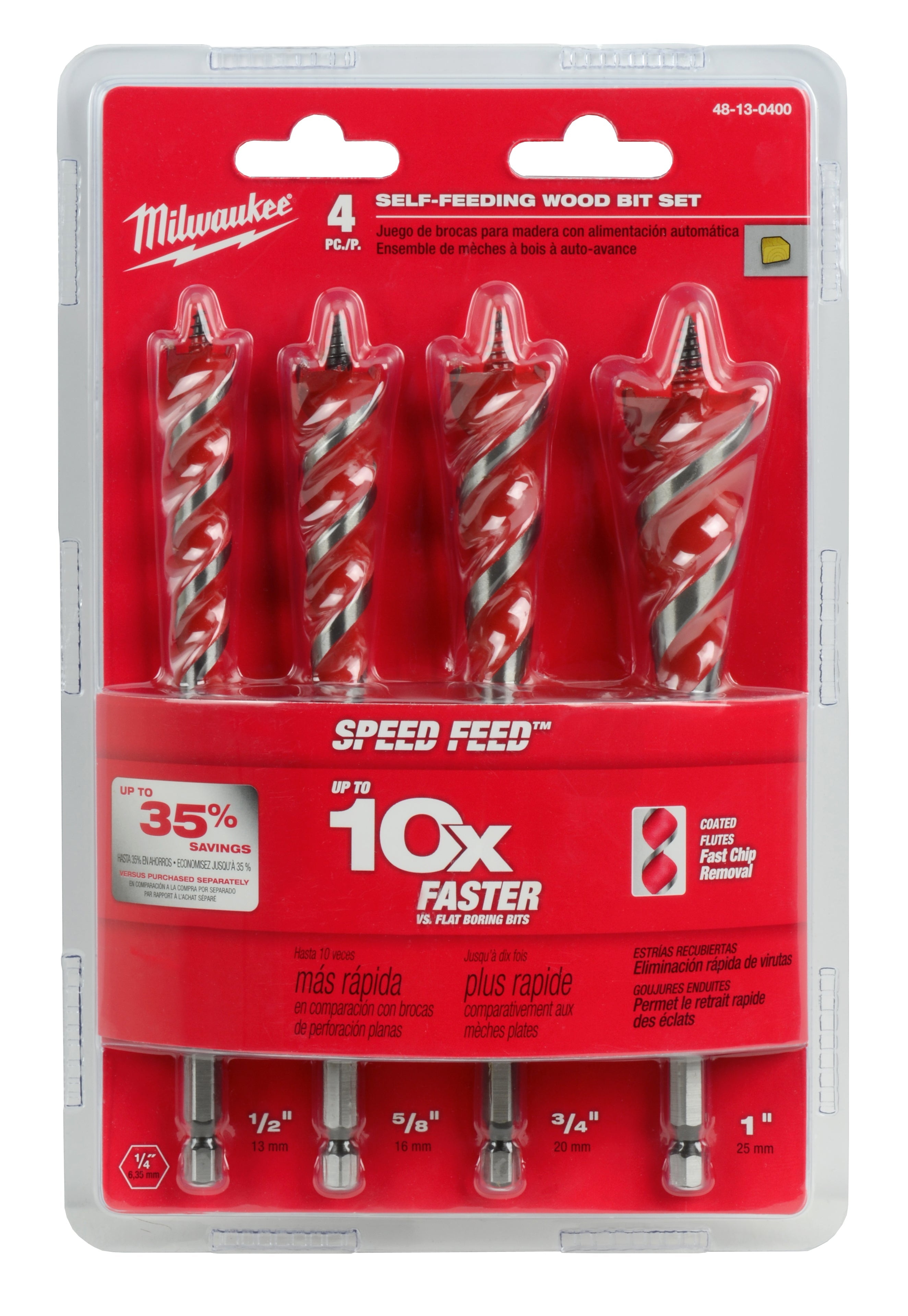 Milwaukee Tool 48-13-0400 4PC SPEEDFEED WOOD BIT SET - MPR Tools & Equipment