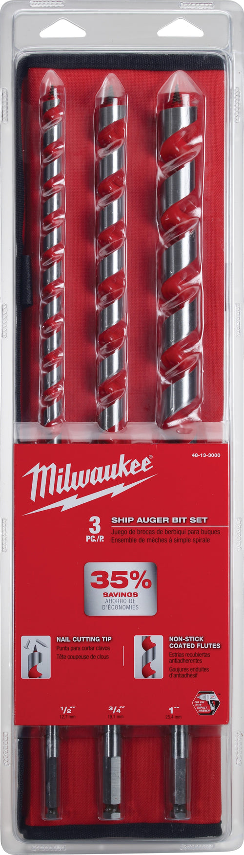 Milwaukee Tool 48-13-3000 3PC SHIP AUGER SET - MPR Tools & Equipment