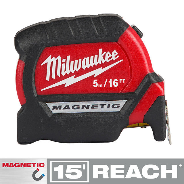 Milwaukee Tool 48-22-0317 5m/16ft Compact Wide Blade Magnetic Tape Measure - MPR Tools & Equipment