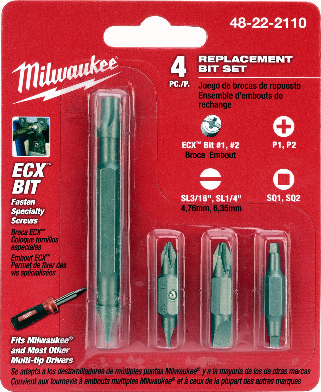 Milwaukee Tool 48-22-2110 4pc 11-in-1 Replacement Bit Set - MPR Tools & Equipment