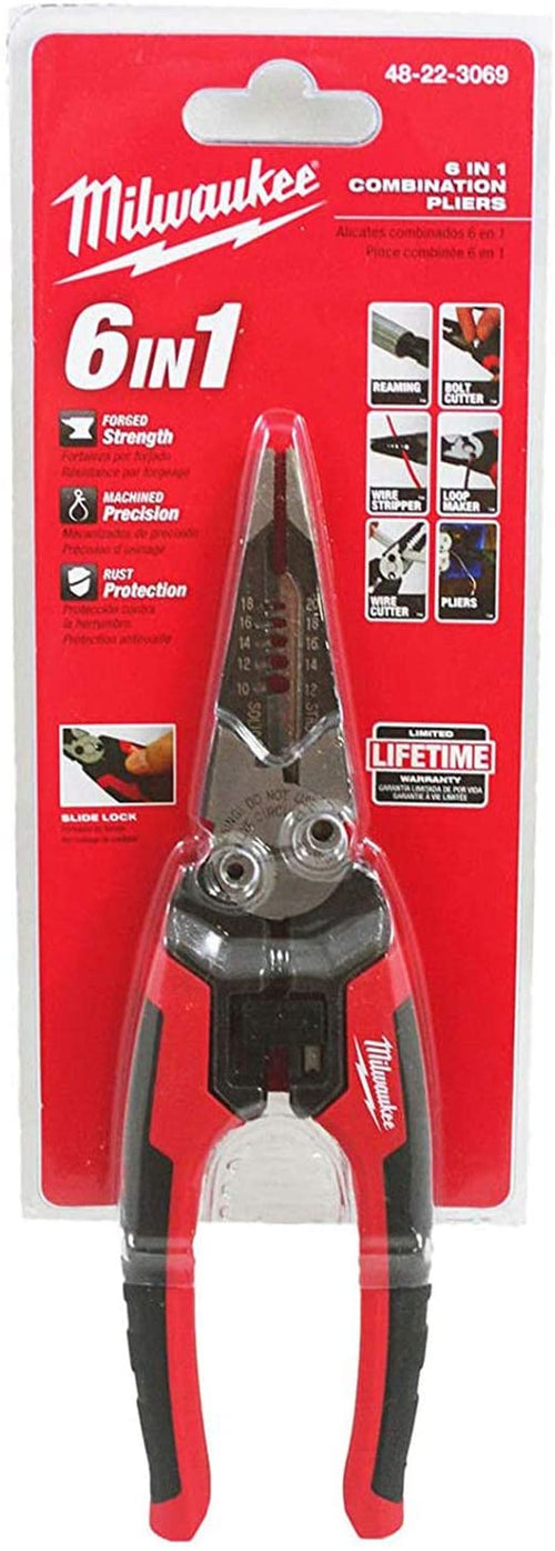 Milwaukee Tool 48-22-3079 6-In-One Combination Wire Stripping and Reaming Pliers for Electricians - MPR Tools & Equipment