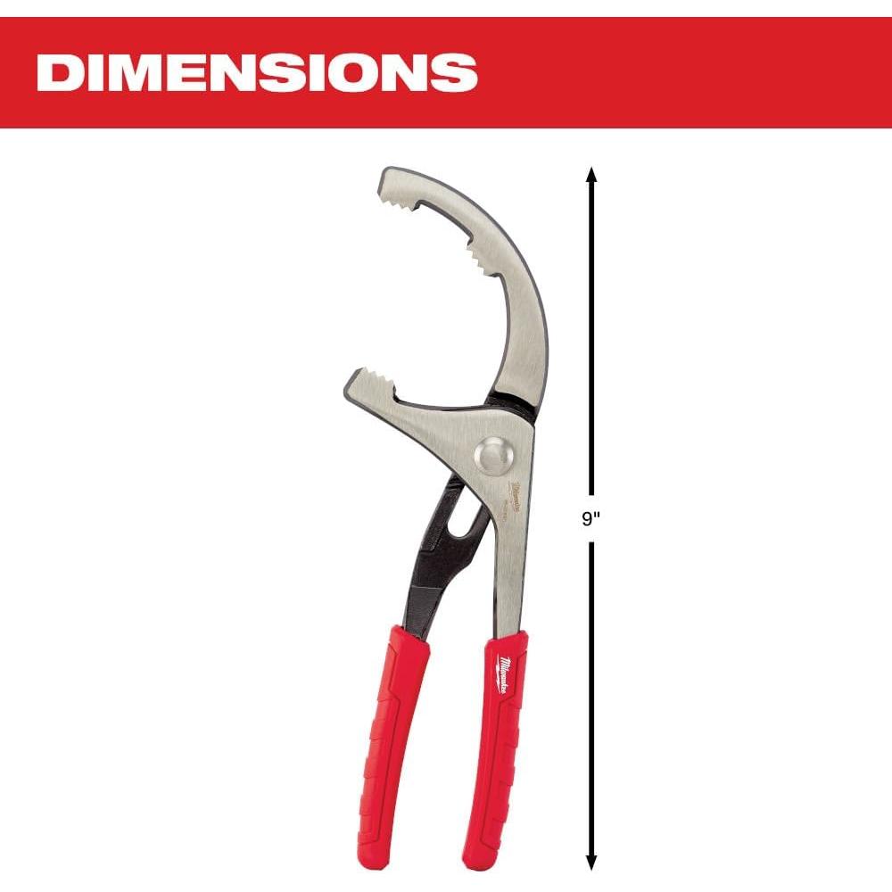 Milwaukee Tool 48-22-6321 9" Comfort Grip Pliers for Oil Filters and PVC Conduits & Fittings
