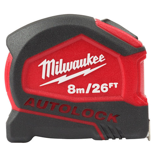 Milwaukee Tool 48-22-6826 8m/26ft Compact Auto-Lock Tape Measure - MPR Tools & Equipment