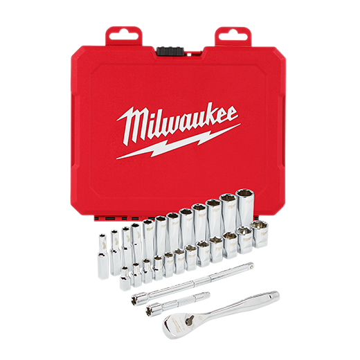 Milwaukee Tool 48-22-9504 1/4" Drive 28pc Ratchet & Socket Set - Metric - MPR Tools & Equipment