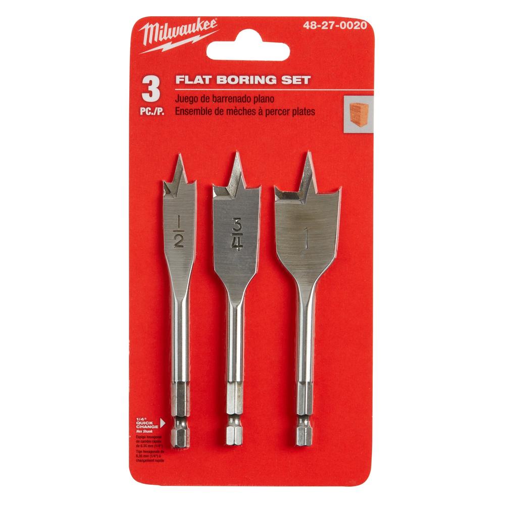 Milwaukee Tool 48-27-0020 3PC STUBBY FLAT BORING SET
