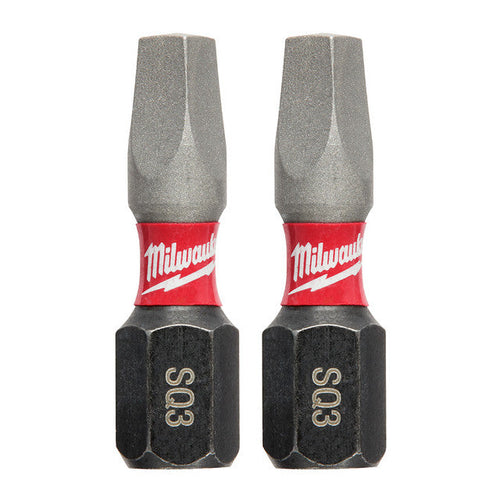 Milwaukee Tool 48-32-4423 SHOCKWAVE™ Impact Square Recess #3 Insert Bits (2 PK) - MPR Tools & Equipment