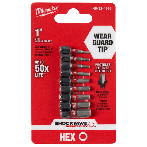 Milwaukee Tool 48-32-4616 9PC 1IN INSERT HEX BIT SET