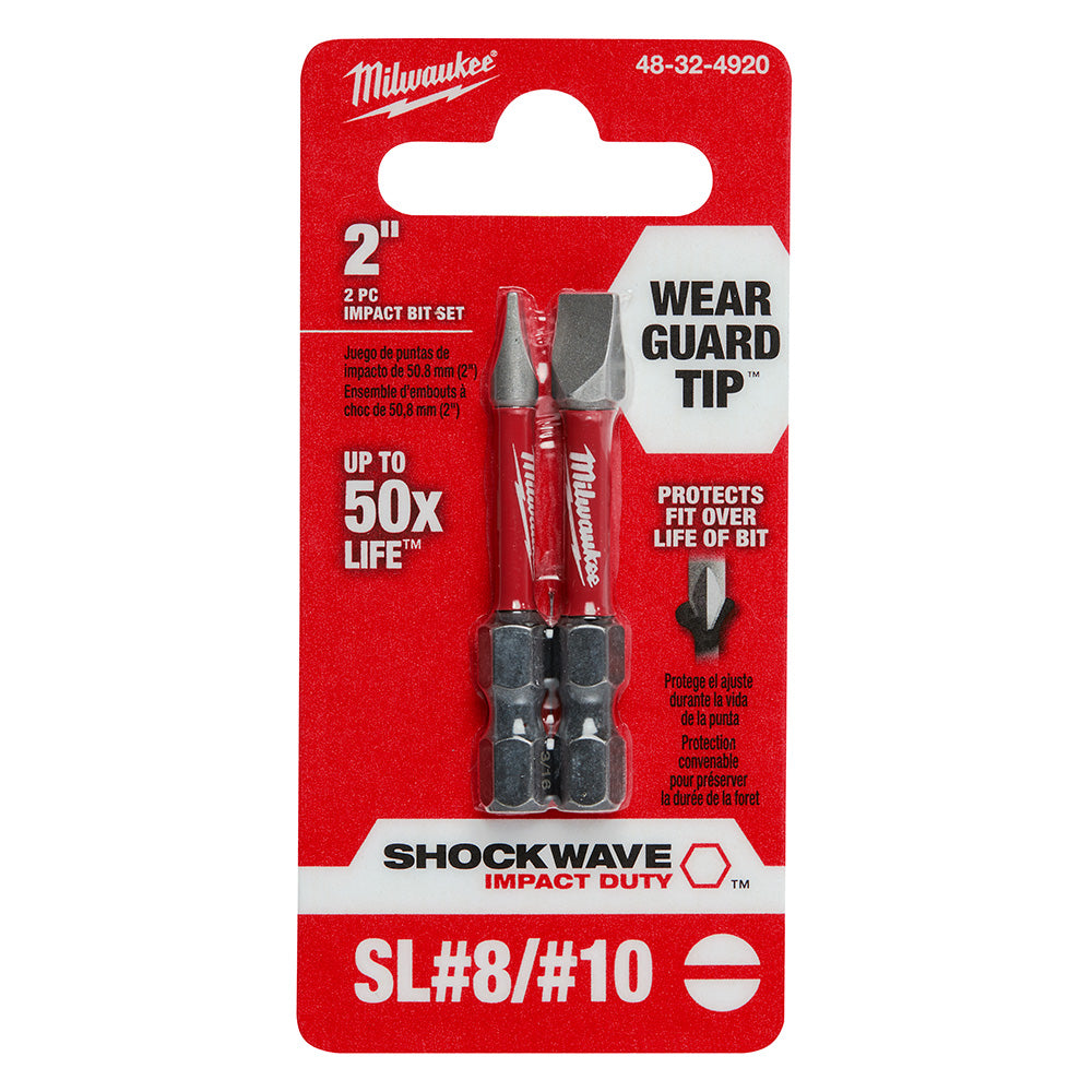 Milwaukee Tool 48-32-4920 2PK SLOTTED POWER BITS #8/#10