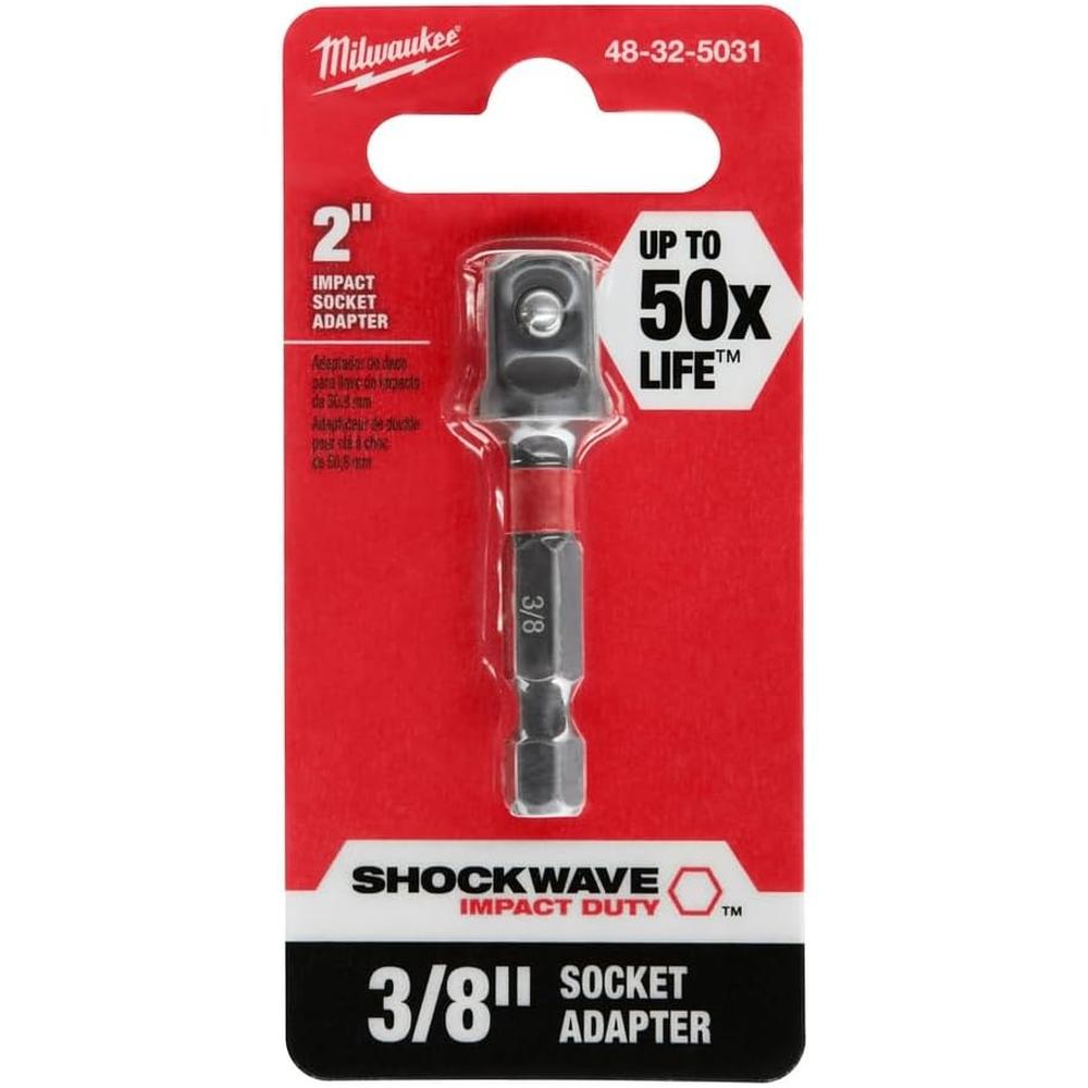 Milwaukee Tool 48-32-5031 SHOCKWAVE™ 1/4" Hex to 3/8" Square Socket Adapter