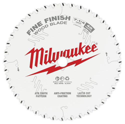 Milwaukee Tool 48-40-0726 7-1/4" 40T Fine Finish Circular Saw Blade - MPR Tools & Equipment