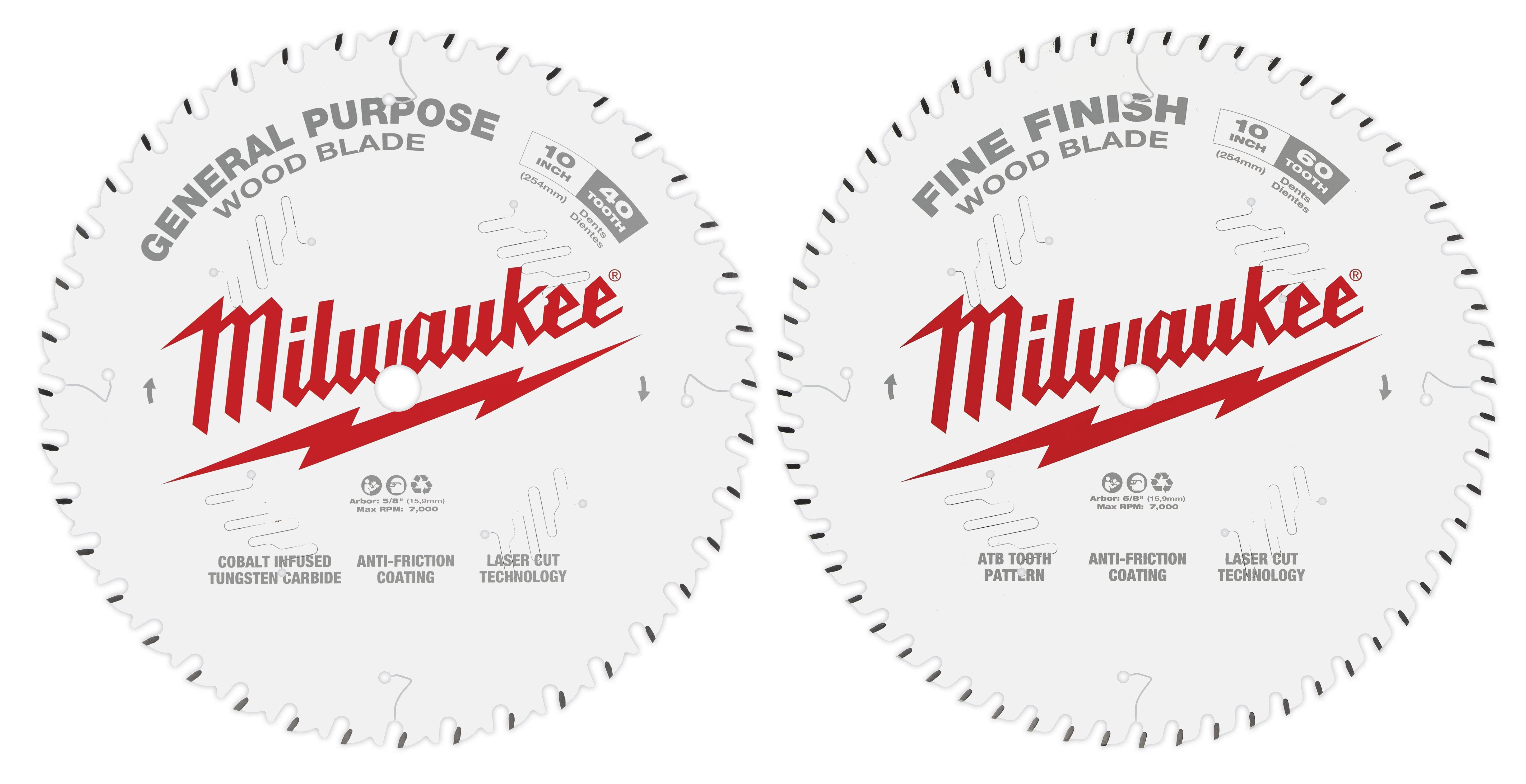 Milwaukee Tool 48-40-1036 10" 40T + 60T TWO PACK