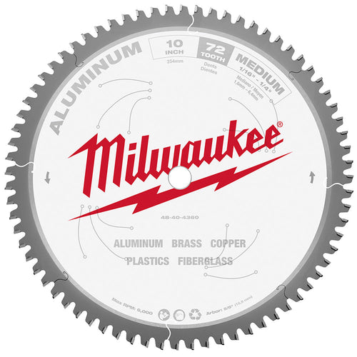 Milwaukee Tool 48-40-4360 10" 72T ALUMINUM CSB, 5/8"