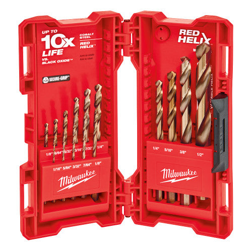 Milwaukee Tool 48-89-2370 15-PC RED HELIX COBALT DRILL BIT SET, 9/64"-1/16" - MPR Tools & Equipment