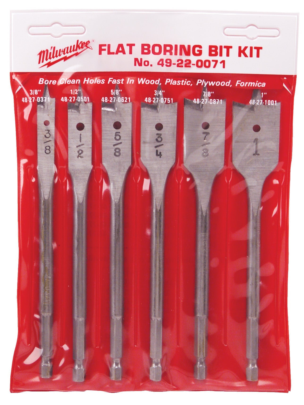 Milwaukee Tool 49-22-0071 (6)FLAT BORING BIT KIT - MPR Tools & Equipment