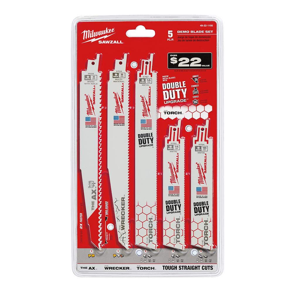 Milwaukee Tool 49-22-3305 5 pieces SAWZALL® Demolition Blade Set