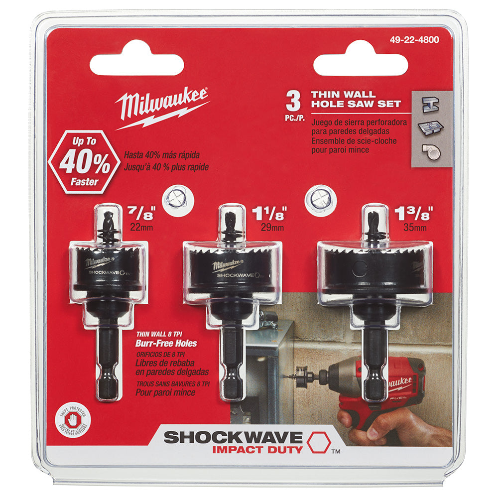 Milwaukee Tool 49-22-4800 3PC KIT SHOCKWAVE HOLE SAW - MPR Tools & Equipment