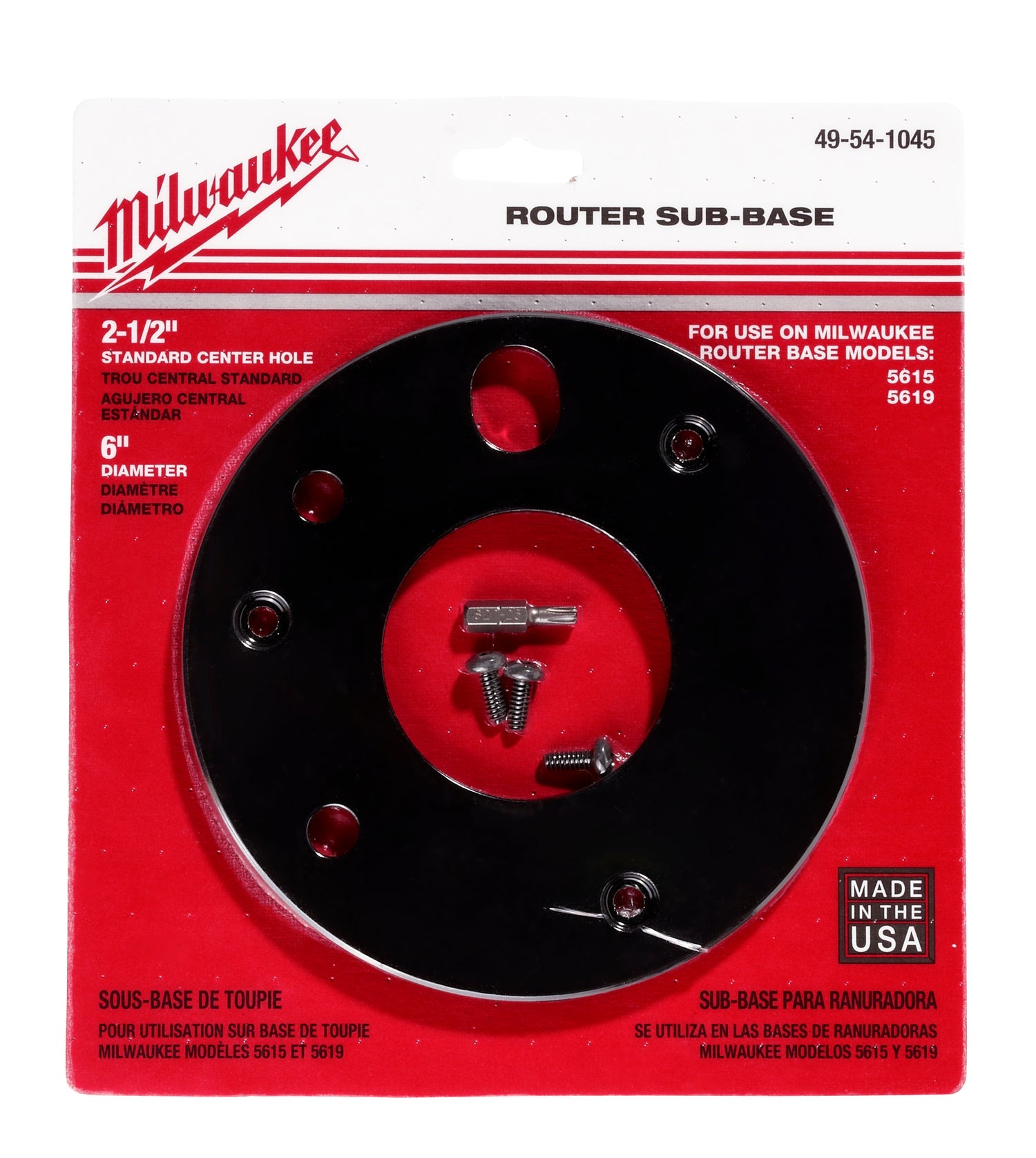 Milwaukee Tool 49-54-1045 SUB BASE 2-1/2 ID TEMPL HOLE - MPR Tools & Equipment