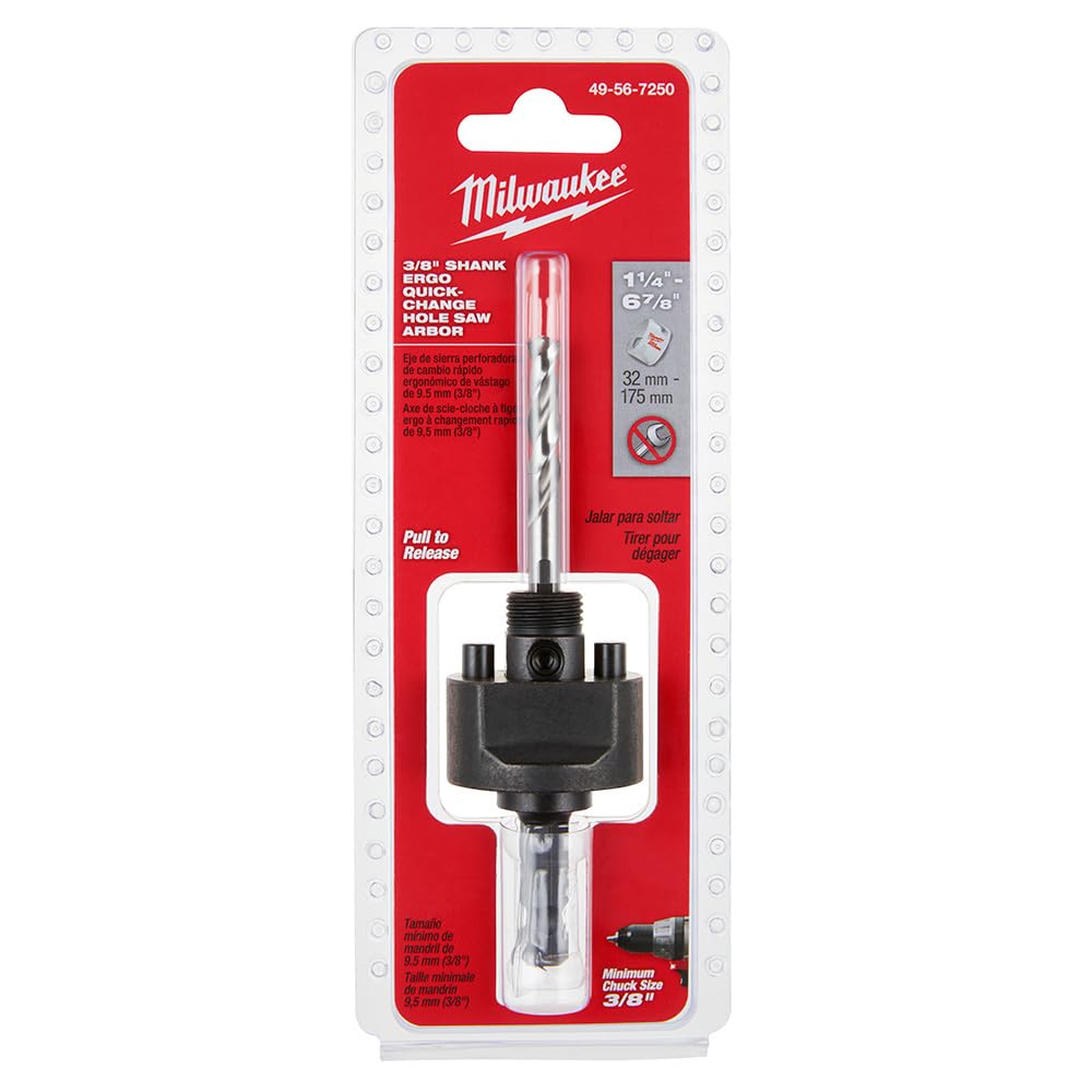 Milwaukee Tool 49-56-7250 Large Thread Quick Change Arbor, 3/8" Shank