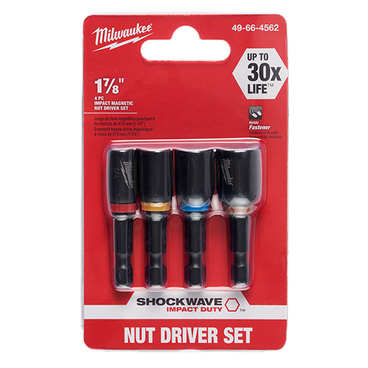 Milwaukee Tool 49-66-4562 4 pieces SHOCKWAVE™ 1-7/8" Magnetic Nut Driver Set - MPR Tools & Equipment