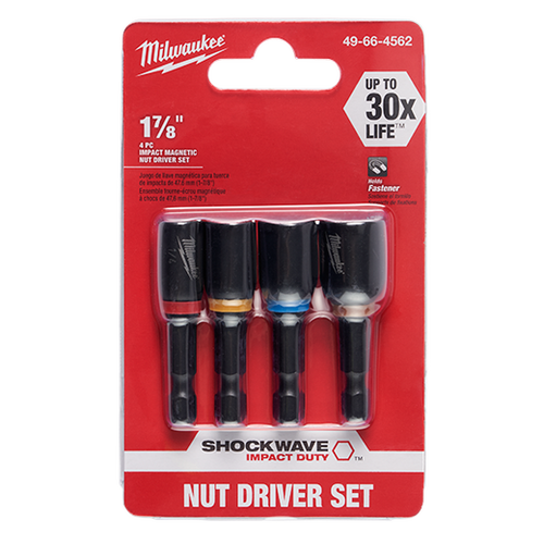 Milwaukee Tool 49-66-4562 4 pieces SHOCKWAVE™ 1-7/8" Magnetic Nut Driver Set - MPR Tools & Equipment